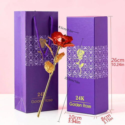 NOUVEAU RICHE 24-Karat vergoldete rote Rose mit Geschenkbox – Kreative künstliche Ewige Rose als Andenken zum Muttertag, Valentinstag, Jahrestag & Geburtstag