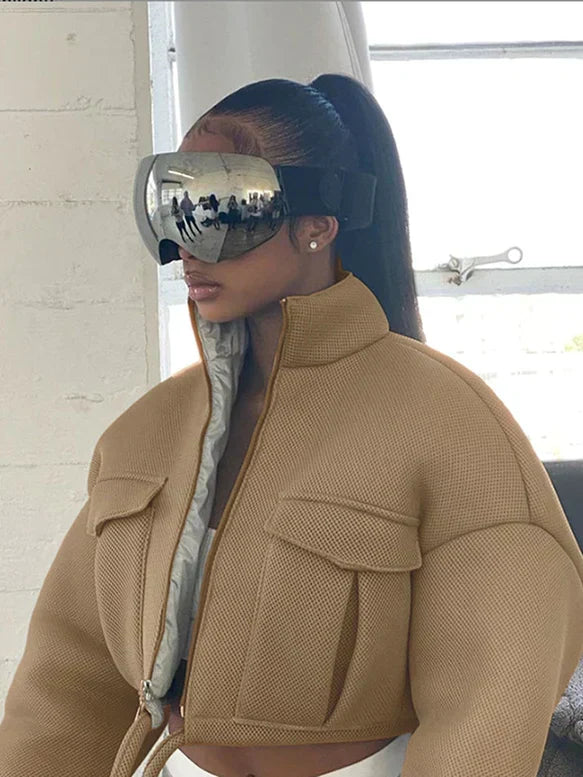 NOUVEAU RICHE Mantel Damen Modernes Stilvolles Feminines Design Vielseitig - Winterjacke - Wintermäntel Damen Khaki