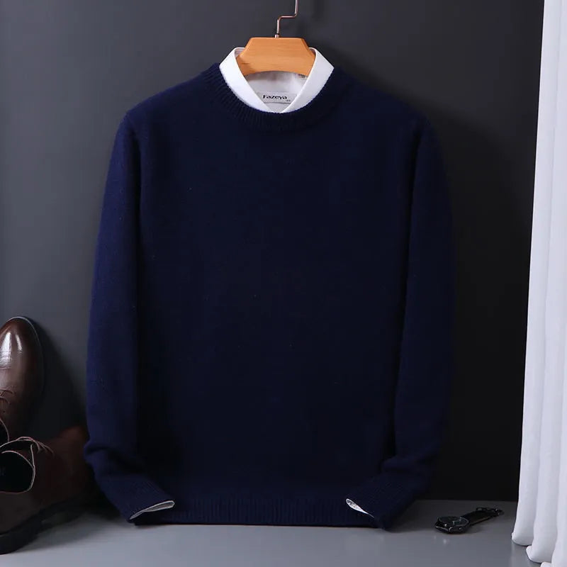 NOUVEAU RICHE Kaschmirpullover Herren 100% Kaschmir Weicher Schnitt Marineblau