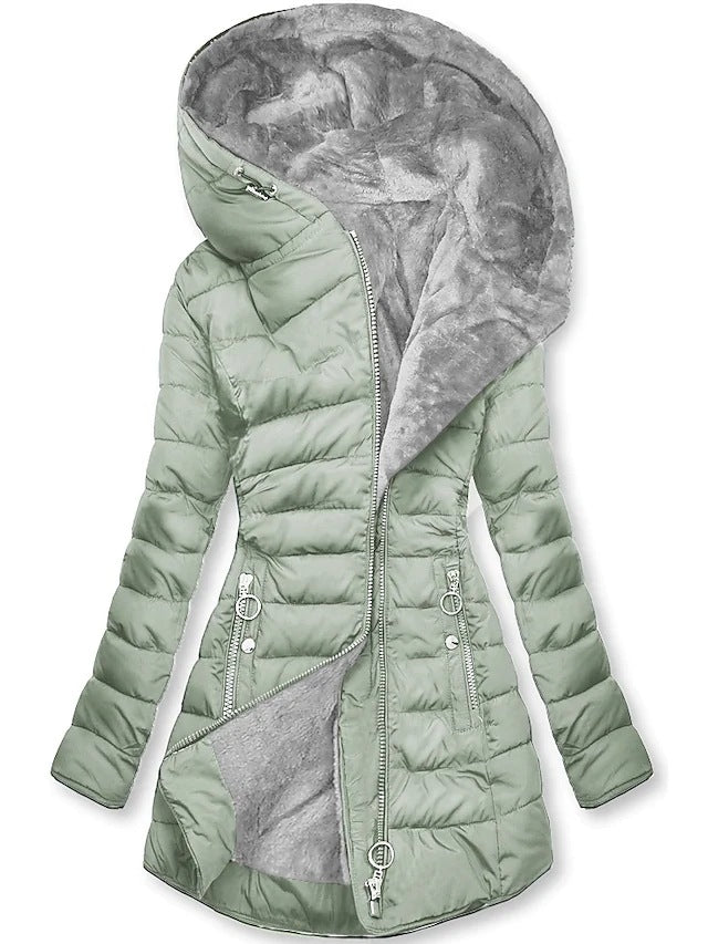 NOUVEAU RICHE Elegante Winterjacke für Damen - Langer Schnitt mit sanfter Füllung Hellgrün