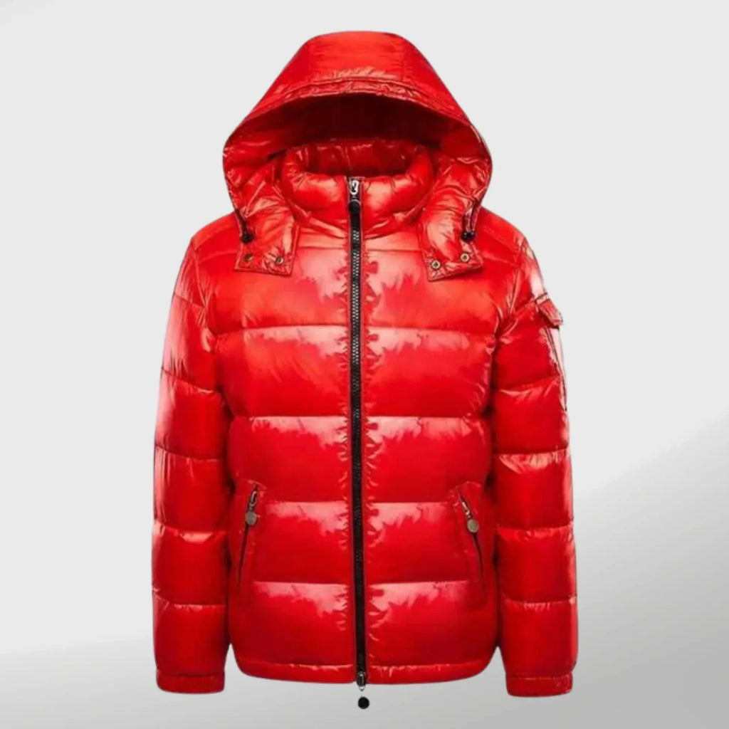 NOUVEAU RICHE Pufferjacke Lange Elegante Warme Futter Grau Alltag Rot