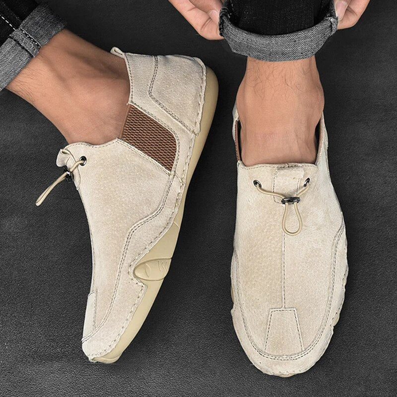 NOUVEAU RICHE Loafer Herren Lederschuhe Echtes Leder Komfort Bequem Khaki