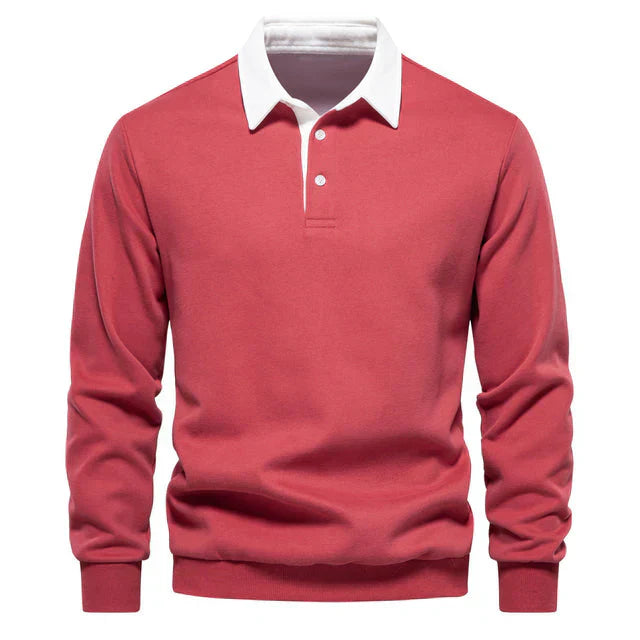 NOUVEAU RICHE Polohemd Herren Hochwertiges Material Bequemer Schnitt Rot