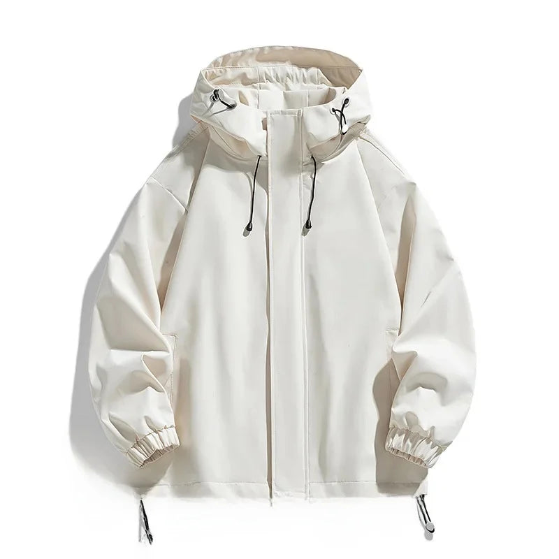 NOUVEAU RICHE Herren-Skijacke Mit Kapuze In Übergröße Moderner Schutz Beigeweiß