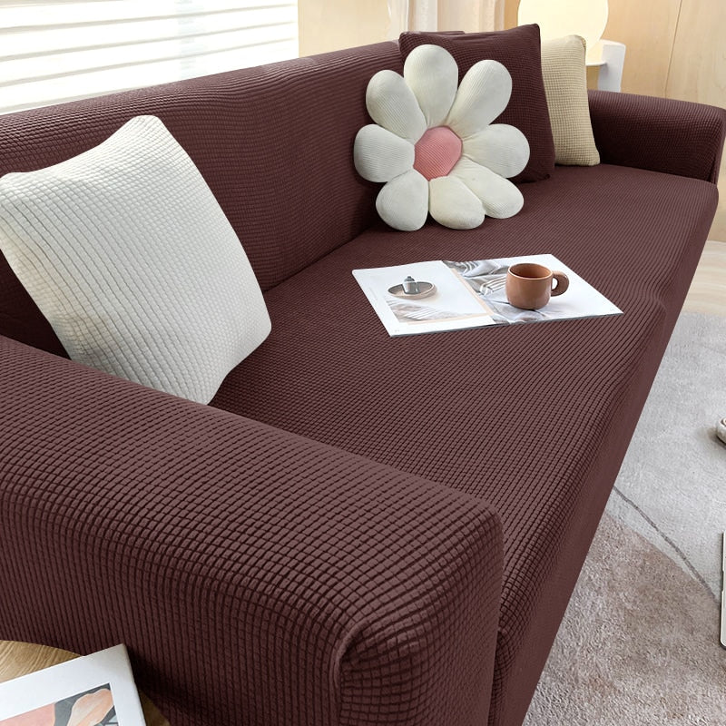 NOUVEAU RICHE Sofahusse Dehnbare Mikrofaser Grau Passform Schutz Dunkelbraun