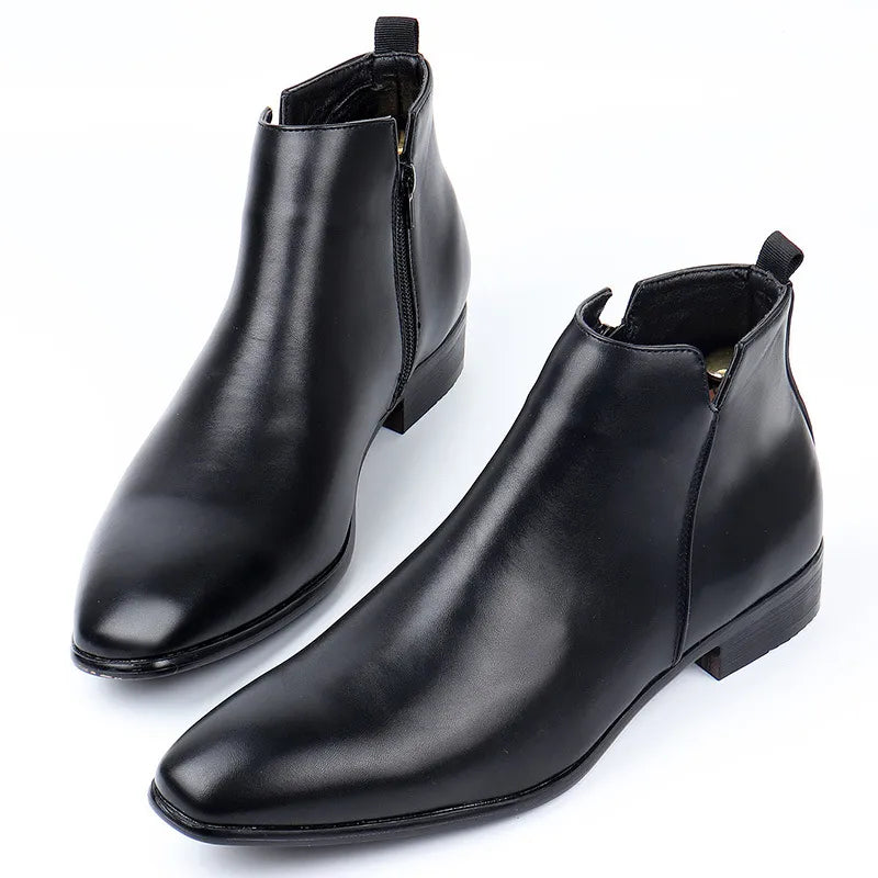 NOUVEAU RICHE Herren Chelsea-Stiefel Leder Klassisch Handgefertigt Schwarz