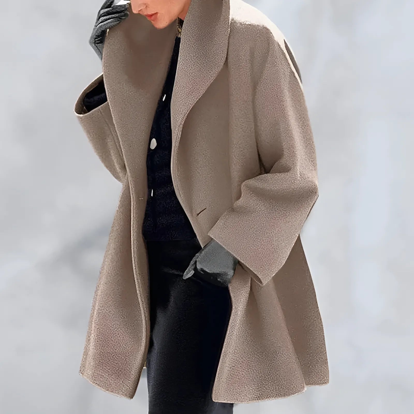 NOUVEAU RICHE Trench Mantel Damen Warm Gefüttert Winter Stilvoll Komfort Braun