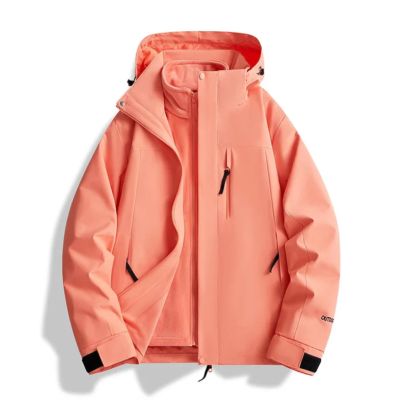 NOUVEAU RICHE Herren Und Damen Skijacke Zweifarbige Optik Mit Kapuze Orange