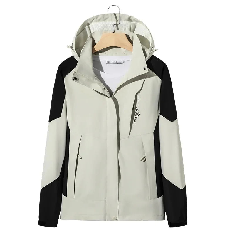 NOUVEAU RICHE Unisex Skijacke – Sportliche Wasserdichte Jacke mit Vielseitigem Design Weiß Schwarz 1