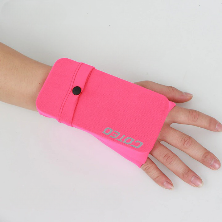NOUVEAU RICHE RunBand – Lauf-Handyhalter, Handgelenk- & Armband Handytasche zum Joggen, Velofahren & Training, für alle Smartphones Pink Rechts