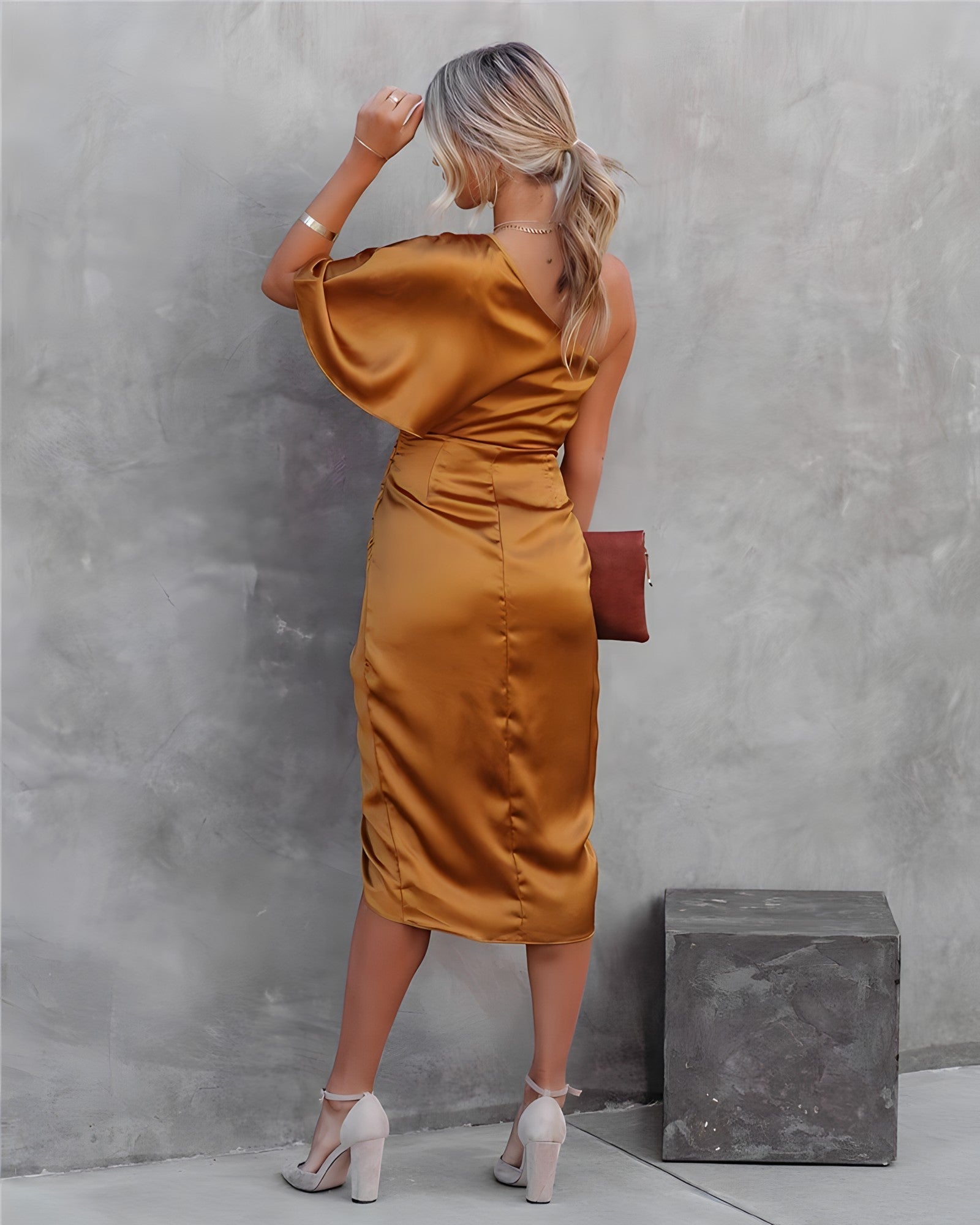 Damen Seiden Partykleid Stilvoll Elegant Festlich Schick