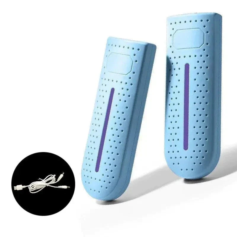 NOUVEAU RICHE Tragbarer Schuhtrockner mit UV-Licht – Elektrischer Stiefeltrockner bis 65 °C, Stecker oder USB, 12W, 3 Farben Blau USB