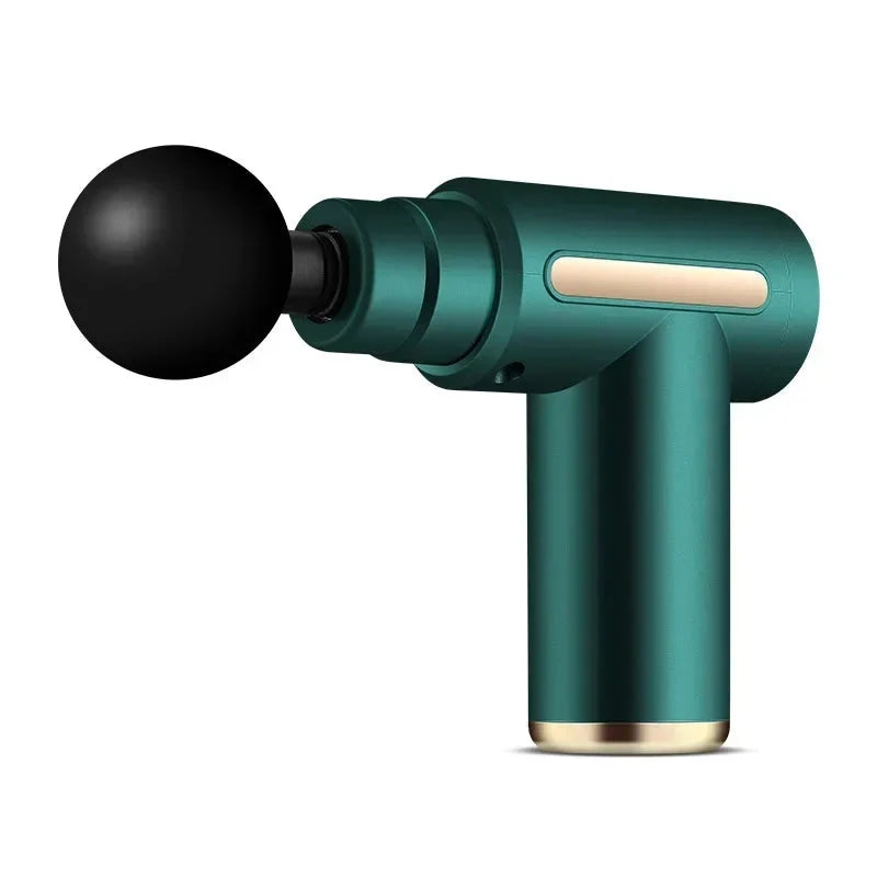 NOUVEAU RICHE USB Mini Massagepistole – kompakte Massage Gun mit 4 Aufsätzen & einstellbarer Intensität – für Sport, Büro & Reisen Grün