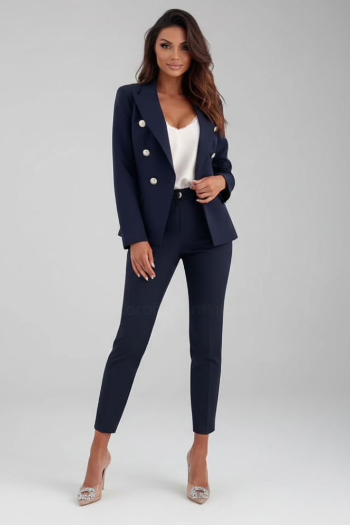 NOUVEAU RICHE Sophé | Elegantes und stilvolles Zweireiher Blazer Set Marineblau