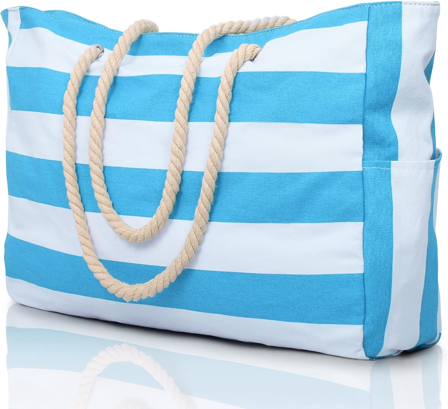 NOUVEAU RICHE Wasserdichte Extragroße Strandtasche Mit Taschen Für Wochenendtrips Hellblau