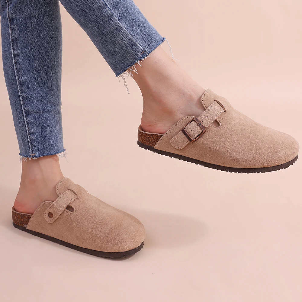 NOUVEAU RICHE Sandalen Damen Komfort Fußbett Unterstützung Weiche Sohle Beige