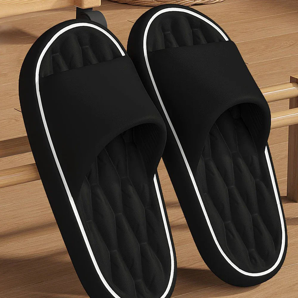 NOUVEAU RICHE Unisex Bequeme Unisex-Hausschuhe Offene Zehenpartie Sohle Schwarz