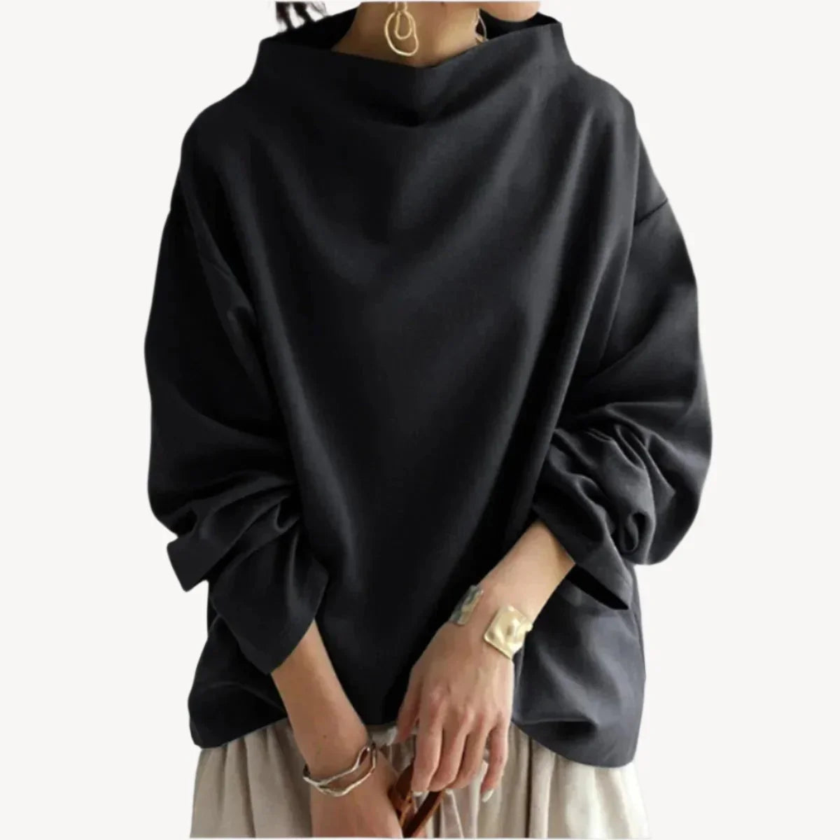 NOUVEAU RICHE Feinstrickpullover Damen Gerader Schnitt Strukturmuster Grau