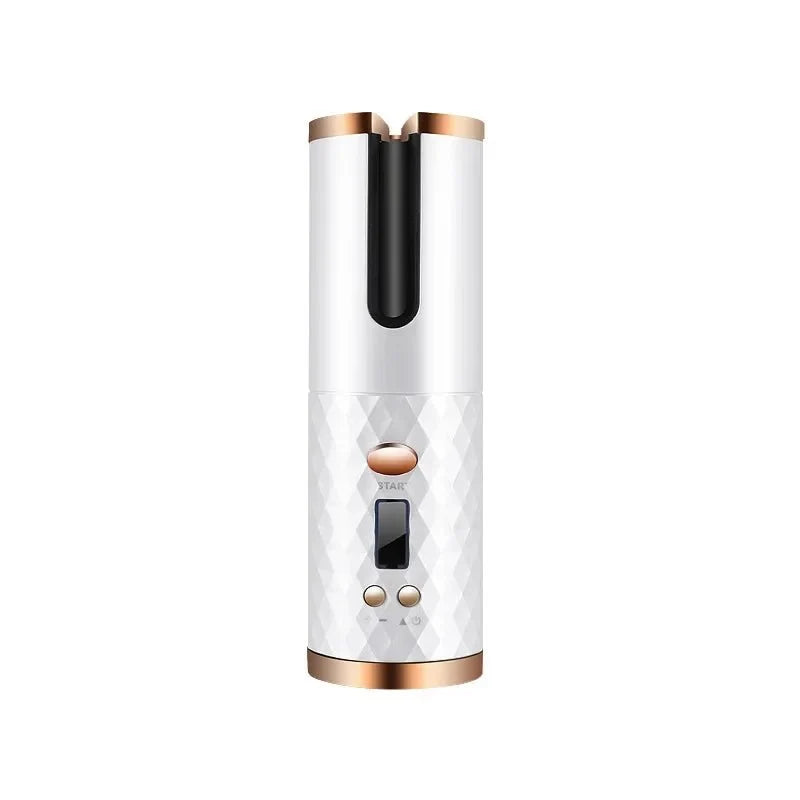 NOUVEAU RICHE Kabelloser Automatischer Lockenstab – Akku-Lockenstab mit Keramik, 60 Min. Laufzeit, USB-Aufladung, reisetauglich, 3 Farben Weiss