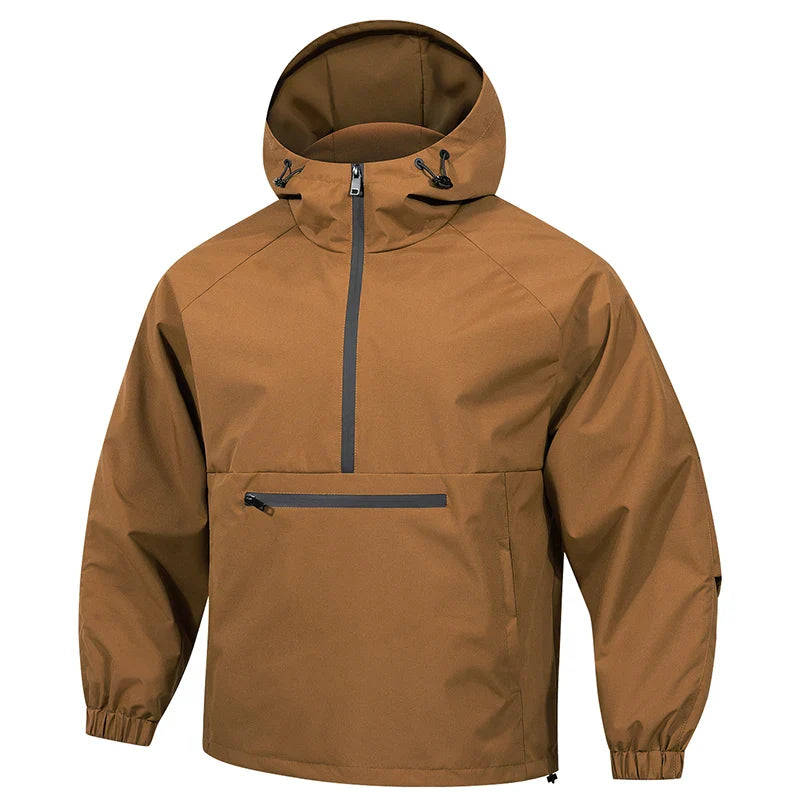 NOUVEAU RICHE Herren Regenjacke – Wasserdichte Jacke mit Kapuze und Alltagstauglichem Design Karamell