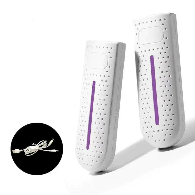 NOUVEAU RICHE Tragbarer Schuhtrockner mit UV-Licht – Elektrischer Stiefeltrockner bis 65 °C, Stecker oder USB, 12W, 3 Farben Weiss USB