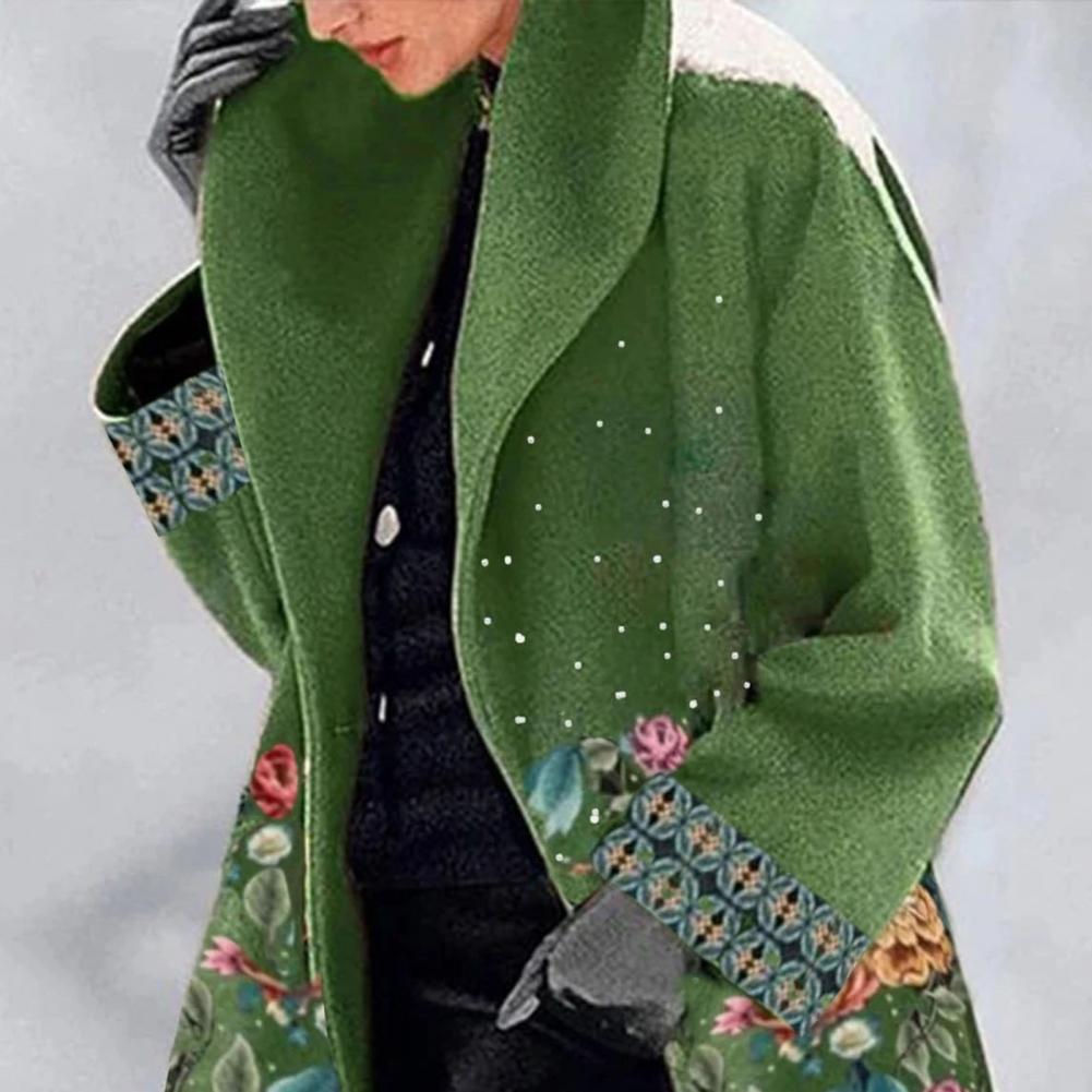 NOUVEAU RICHE Wintermantel Damen Lang Bedruckt Warm Für Wintertage