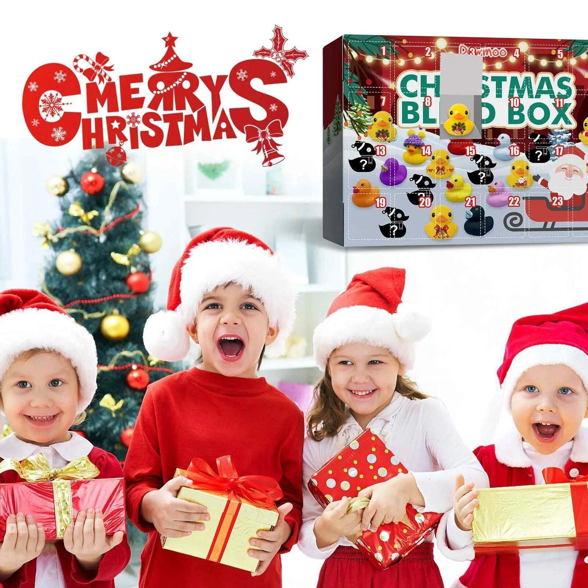 NOUVEAU RICHE Badeenten-Adventskalender – 24 Weihnachts-Badeenten, Adventskalender für Kinder & Badewannenspielzeug – Splashmas Surprise