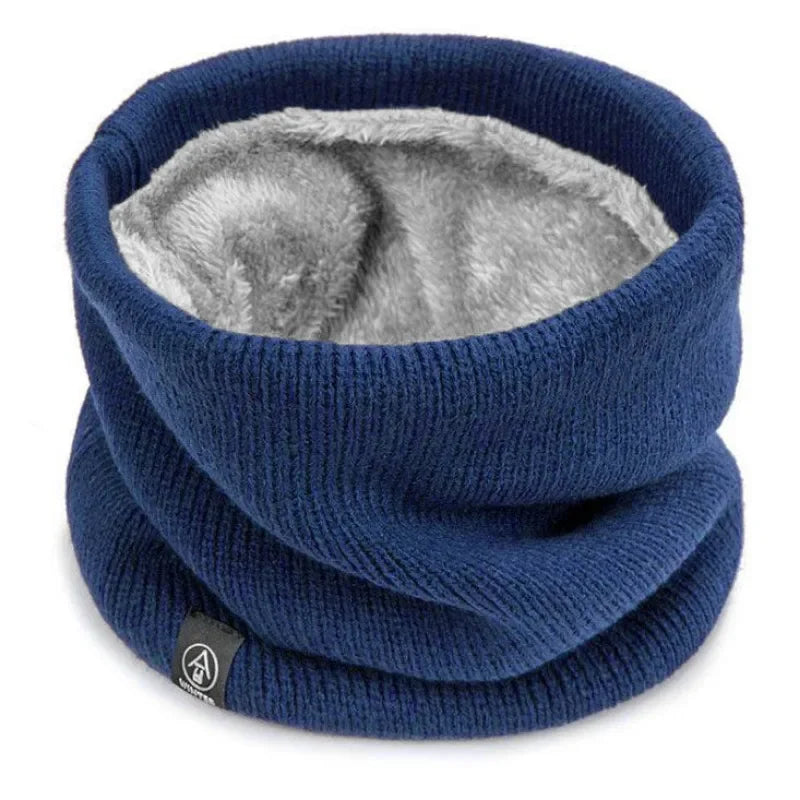 NOUVEAU RICHE Gestrickter Nackenwärmer Sportschal für Damen & Herren – Dicker Thermo-Winter-Schlauchschal & Gesichtsschutz für Laufen, Skifahren, Wandern & Kälte Marineblau