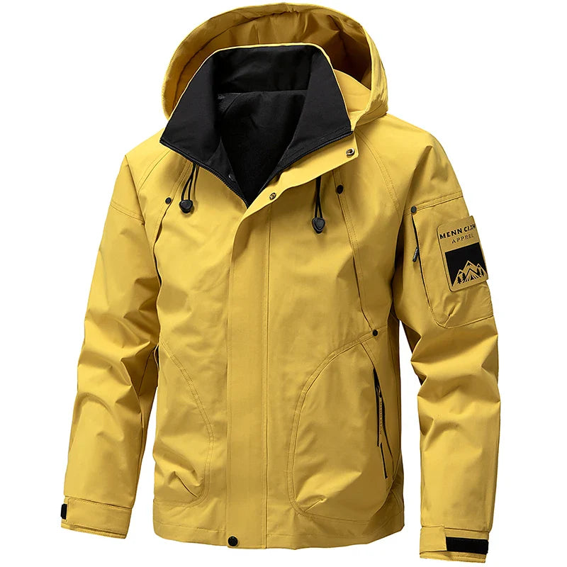 NOUVEAU RICHE Herren Kapuze Skijacke Mit Reißverschluss Sportlicher Look Gelb 1