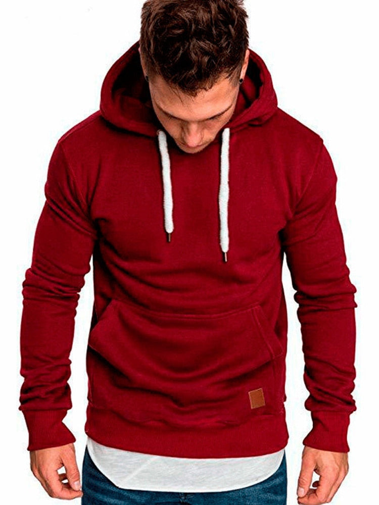 NOUVEAU RICHE Ranches | Legerer Hoodie für Herren - Mit Känguru-Tasche und weißem Kordelzug Weinrot