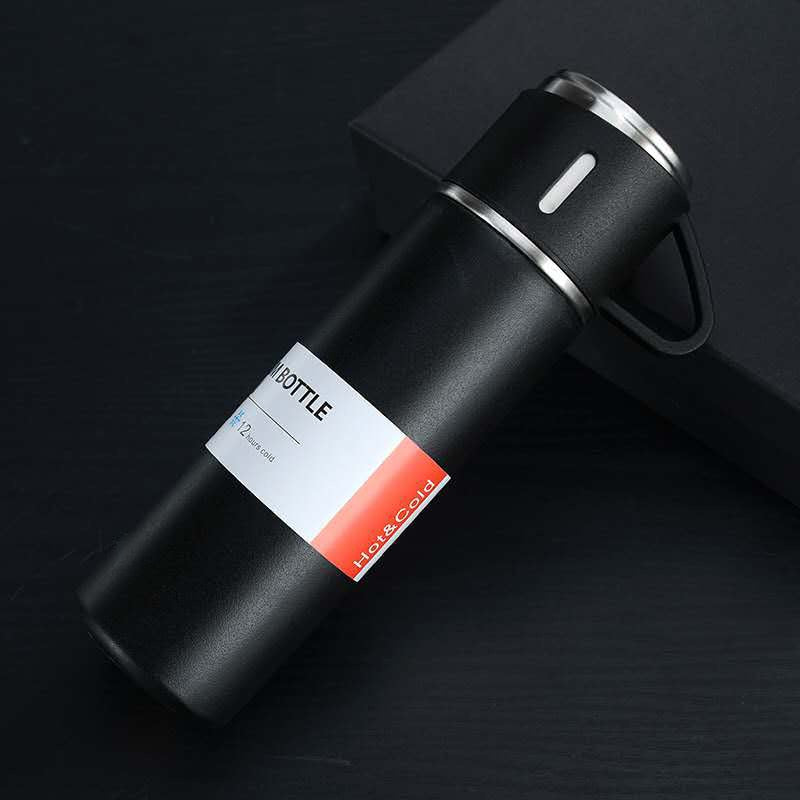 NOUVEAU RICHE Edelstahl-Thermoskanne | Die ideale Thermoskanne für unterwegs Schwarz (ohne Zusatzbecher)
