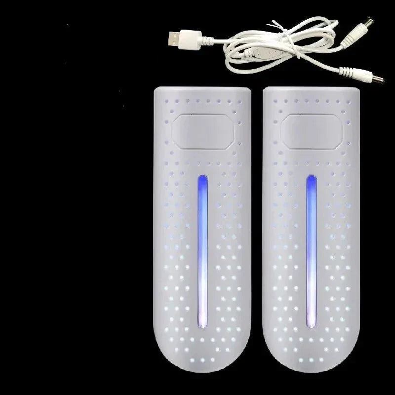 NOUVEAU RICHE Tragbarer Schuhtrockner mit UV-Licht – Elektrischer Stiefeltrockner bis 65 °C, Stecker oder USB, 12W, 3 Farben Weiss USB UV-Lampe
