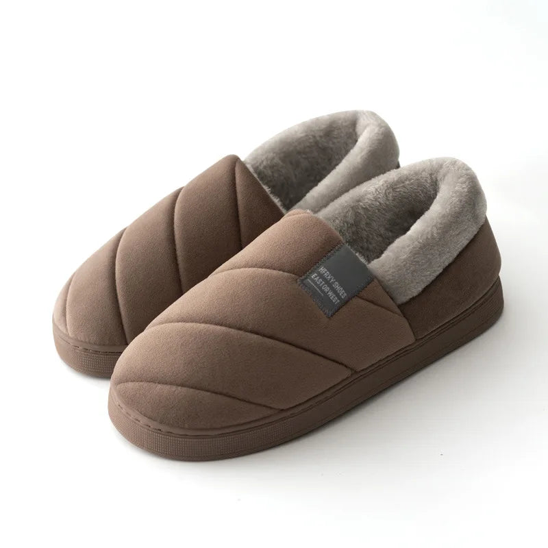 NOUVEAU RICHE Damen Und Herren Kuschelige Winterhausschuhe Bequem Braun