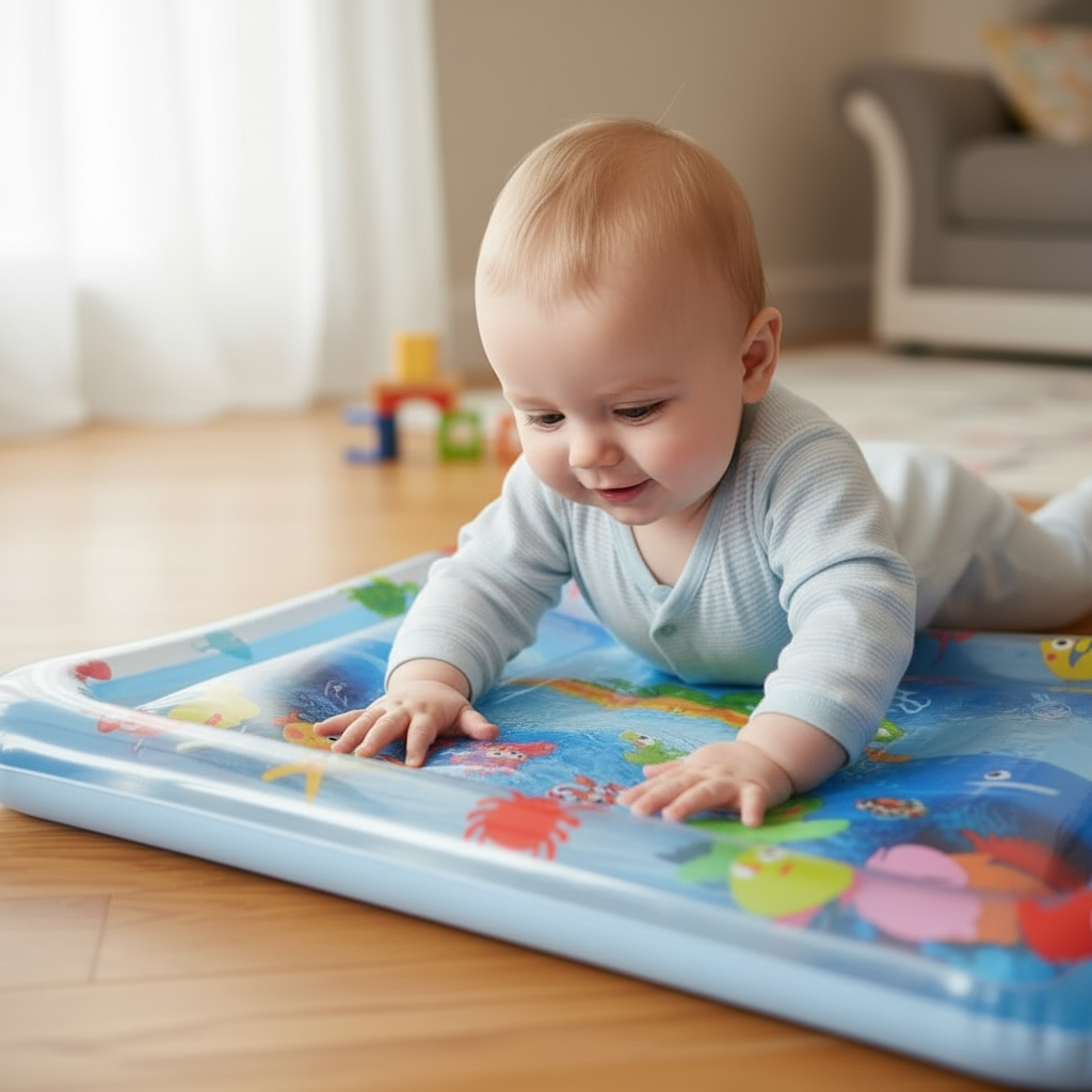 NOUVEAU RICHE Aufblasbare Baby-Bauchlage-Wassermatte - Sensorik-Spielmatte & Entwicklungs-Aktivitätsspielzeug für Babys