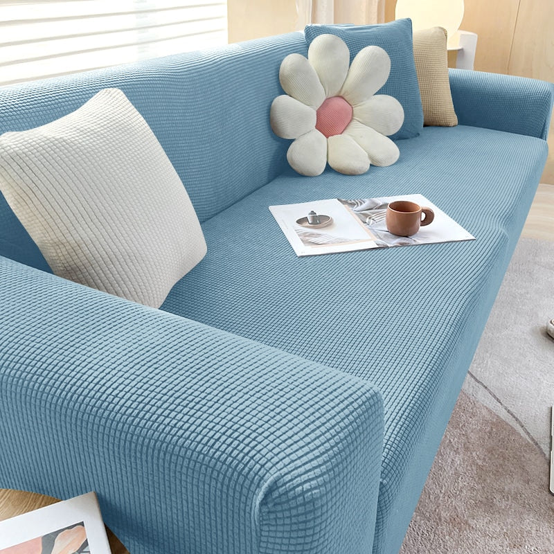 NOUVEAU RICHE Sofahusse Dehnbare Mikrofaser Grau Passform Schutz Blau
