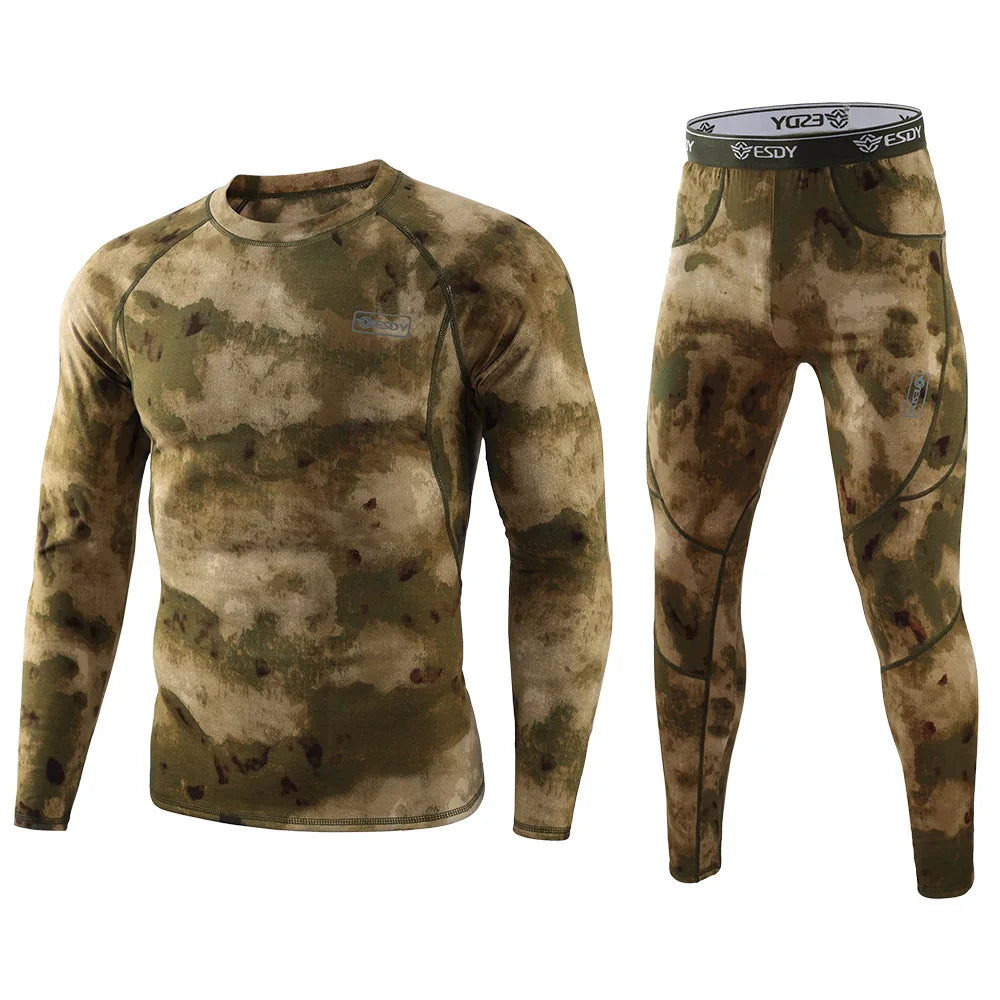 NOUVEAU RICHE Herren Tarnmuster Thermounterwäsche Fleece-Set Tarnmuster 2