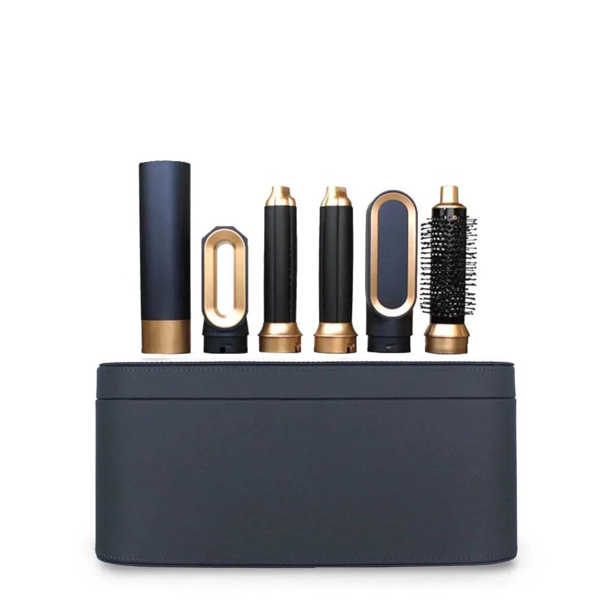 NOUVEAU RICHE 5-in-1 Multi Hair Styler mit Ionentechnologie – 1000W Warmluftbürste, Glätteisen & Lockenstab, Wechselbare Aufsätze – AuraStyle Mit Ledertasche
