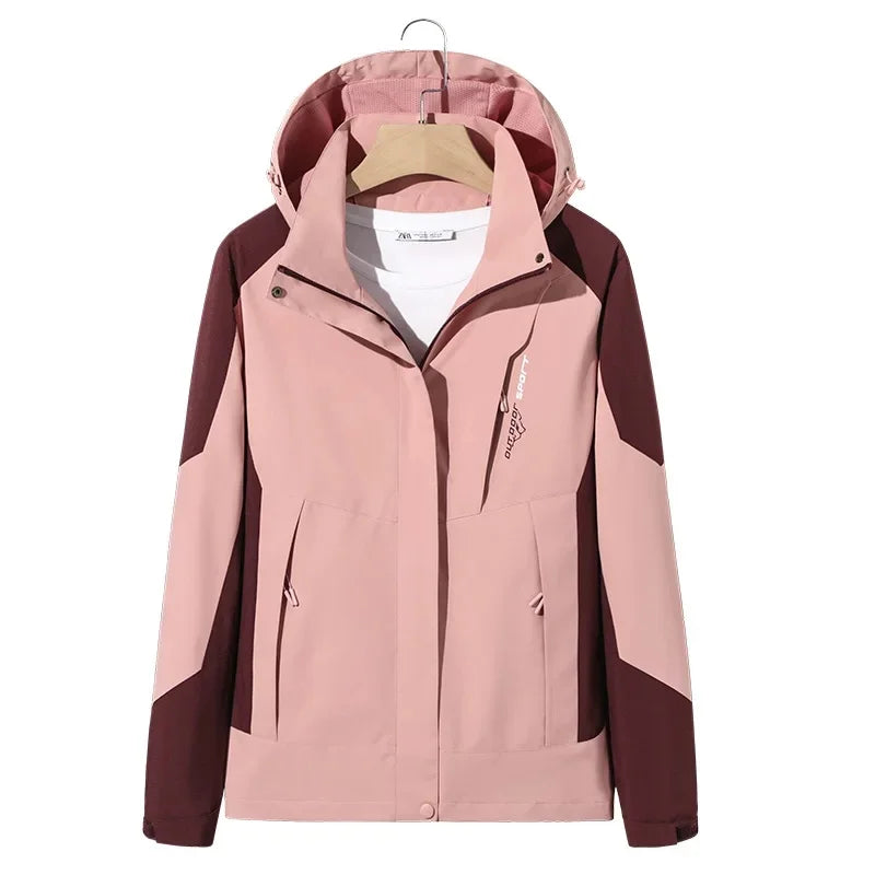 NOUVEAU RICHE Unisex-Skijacke Sportlicher Look Outdoor-Aktivitäten Wandern Rosa Weinrot