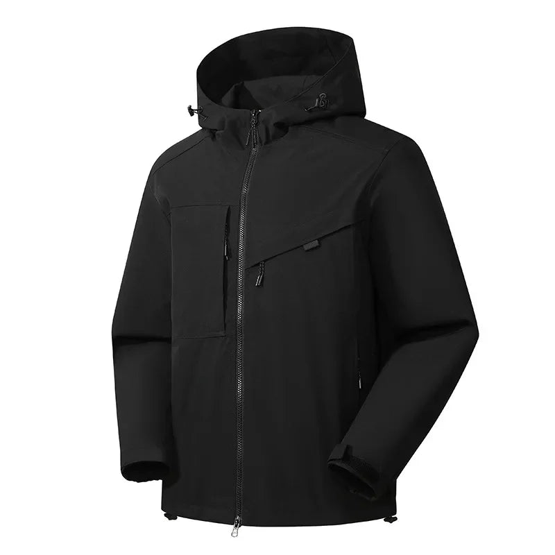 NOUVEAU RICHE Herren Skijacke Mit Kapuze Lässig Winter Sportlich Schwarz