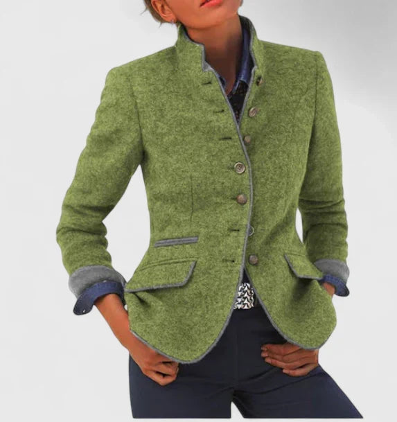 NOUVEAU RICHE Umami | Dame Formeller Cardigan mit Knopfleiste - Eleganter Strickjacke & Feinstrick Strickmantel Grün
