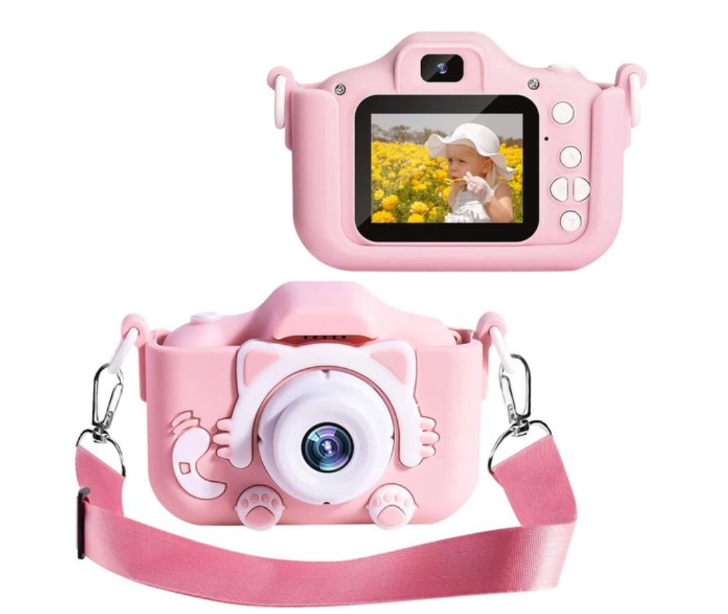 NOUVEAU RICHE ToyCam HD – Kinderkamera 1080p mit Foto & Video, stossfeste Hülle, inkl. 16-GB-Speicherkarte, Pink oder Blau
