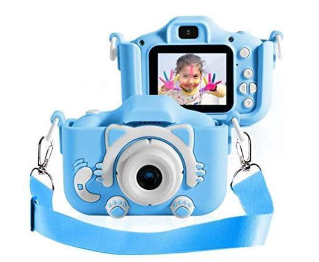 NOUVEAU RICHE ToyCam HD – Kinderkamera 1080p mit Foto & Video, stossfeste Hülle, inkl. 16-GB-Speicherkarte, Pink oder Blau Blau (inkl. 16-GB-Speicherkarte)