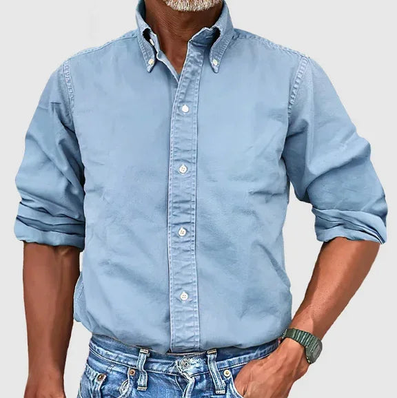 NOUVEAU RICHE Klassisches Langarmhemd Für Herren Vielseitig Tragbar Himmelblau