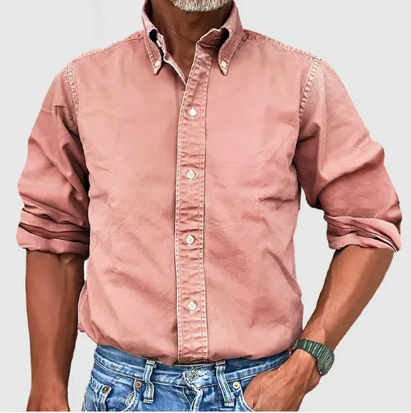 NOUVEAU RICHE Klassisches Langarmhemd Für Herren Vielseitig Tragbar Rosa