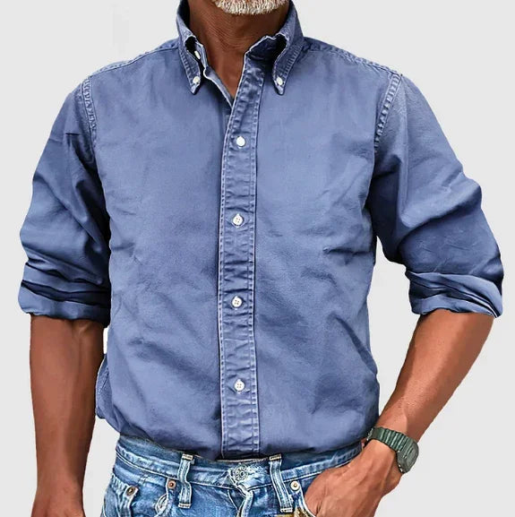 NOUVEAU RICHE Klassisches Langarmhemd Für Herren Vielseitig Tragbar Blau