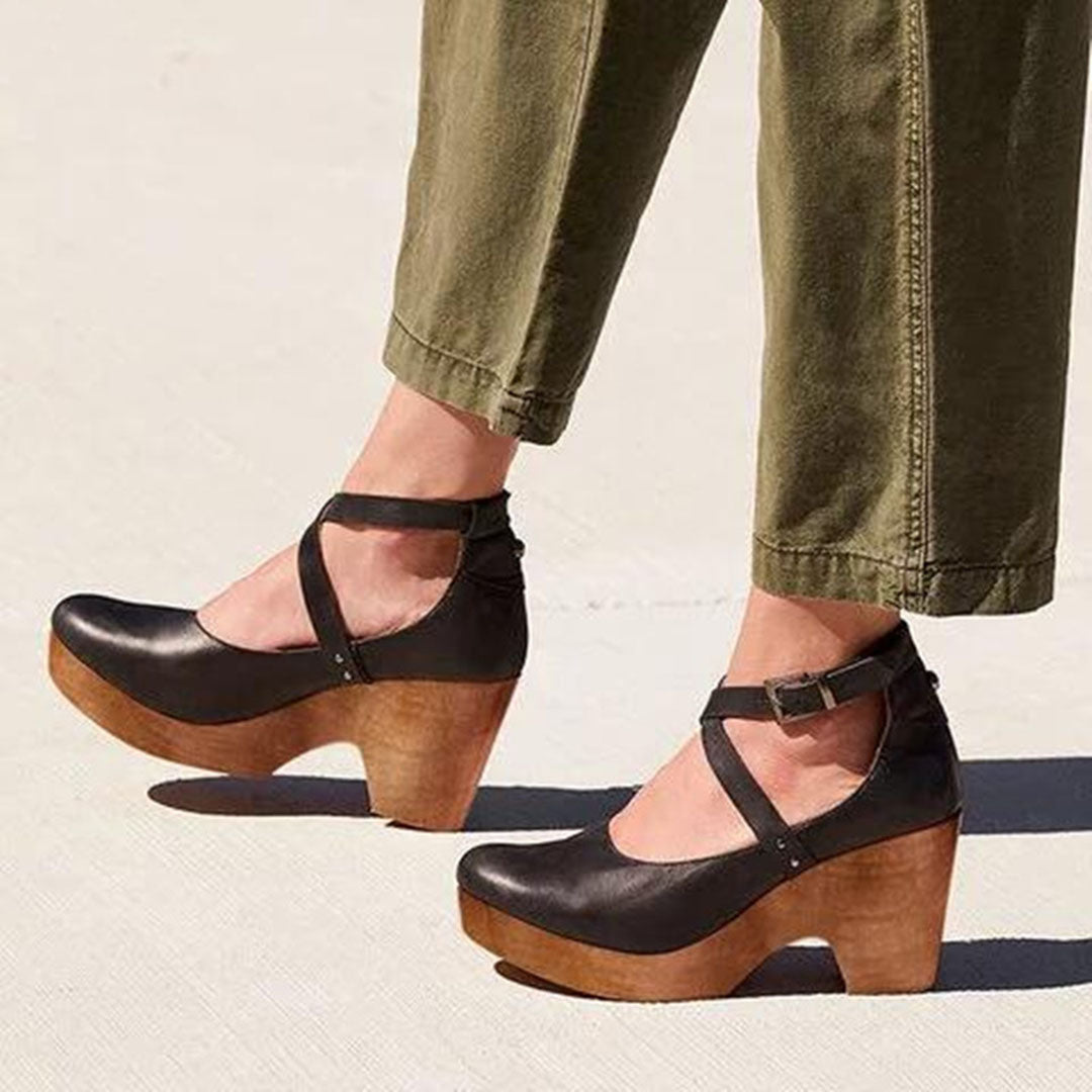 NOUVEAU RICHE Schicke Mary Jane Schuhe mit Gekreuzten Riemen und Niedrigem Blockabsatz für Damen Ideal für Büro-Outfits und Abendgarderobe Schwarz 8