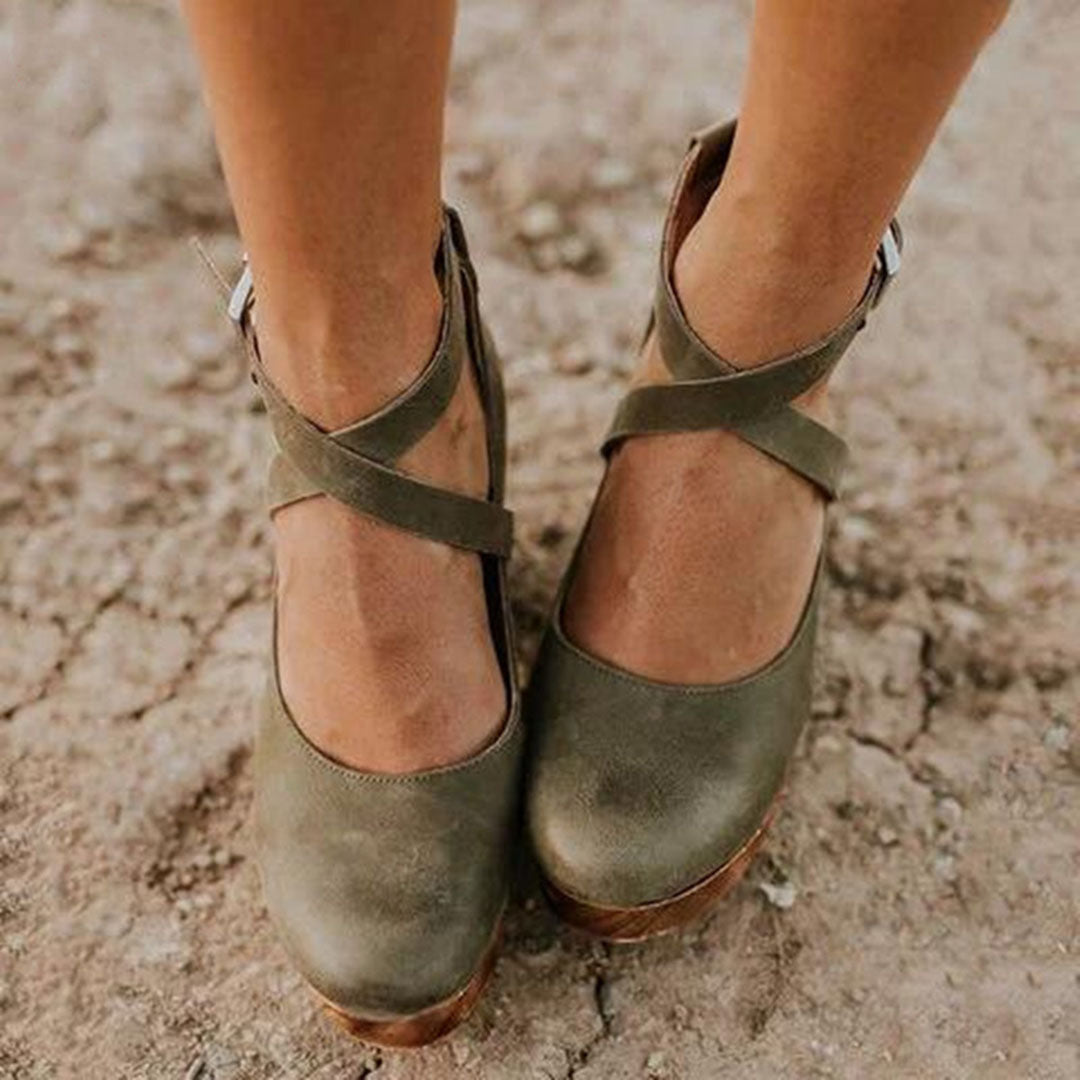 NOUVEAU RICHE Schicke Mary Jane Schuhe mit Gekreuzten Riemen und Niedrigem Blockabsatz für Damen Ideal für Büro-Outfits und Abendgarderobe Grün 8