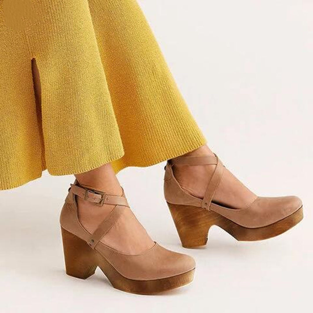 NOUVEAU RICHE Schicke Mary Jane Schuhe mit Gekreuzten Riemen und Niedrigem Blockabsatz für Damen Ideal für Büro-Outfits und Abendgarderobe Khaki 8