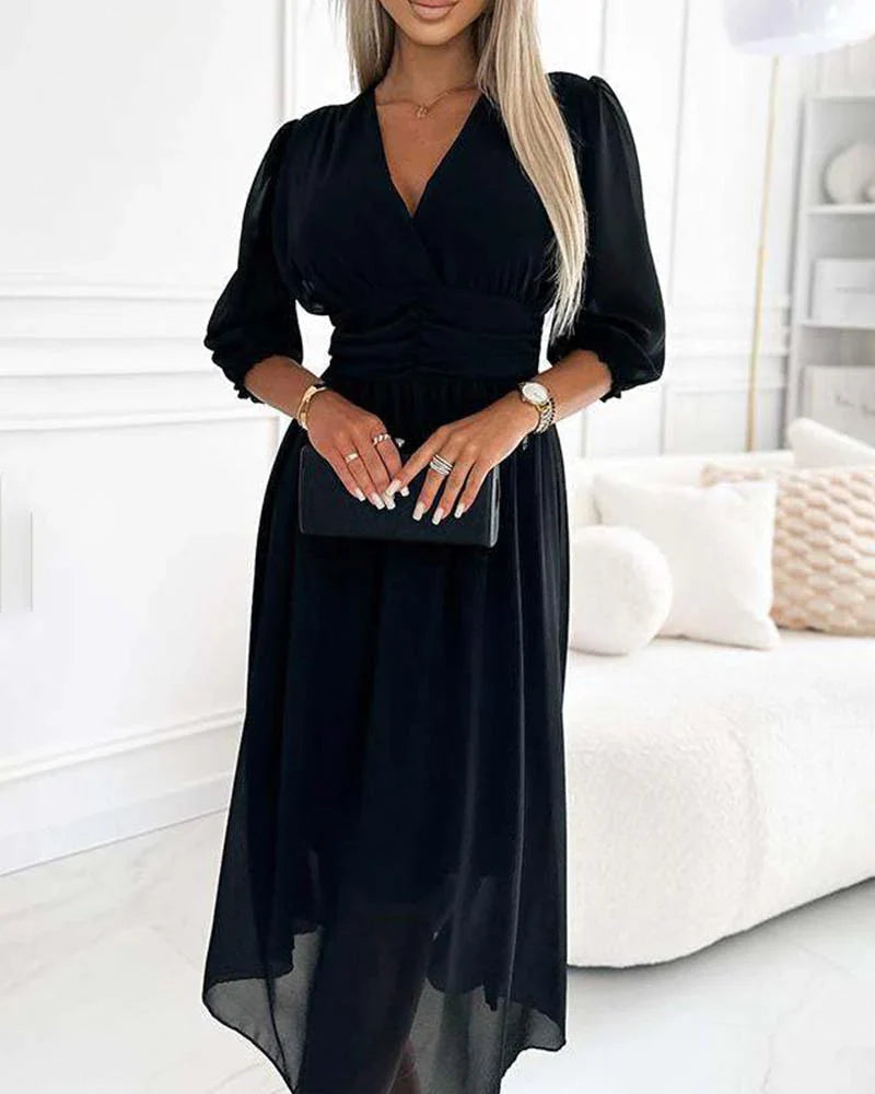 NOUVEAU RICHE Damen Sommerkleid – Elegante Puffärmel & Schicker Stil Schwarz