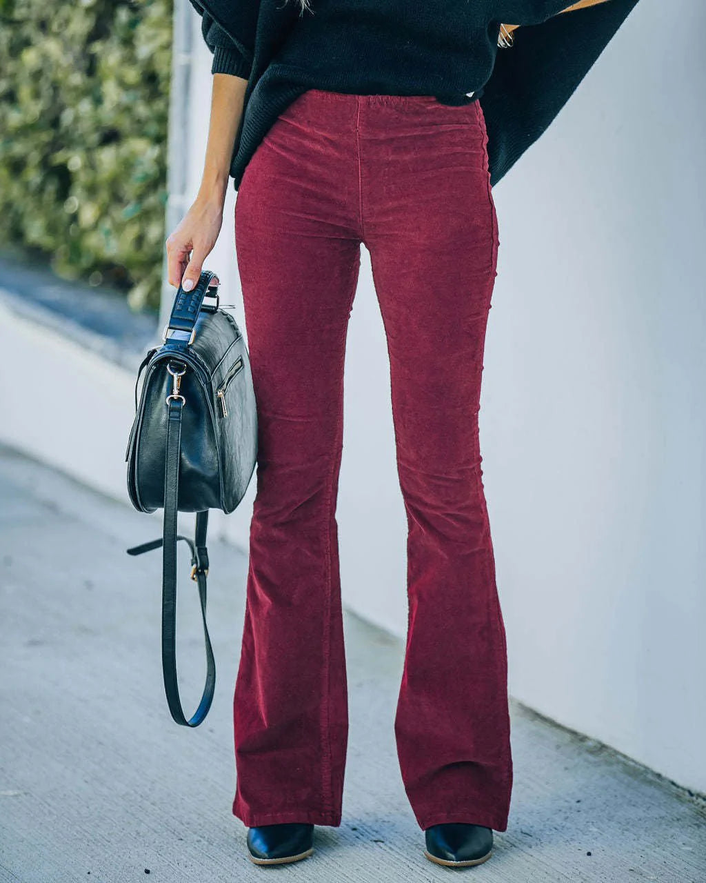 NOUVEAU RICHE Schlaghose Mit Hoher Taille Für Damen In Stretch-Passform Ideal Für Alle Jahreszeiten Chic Und Bequem Dunkelrot